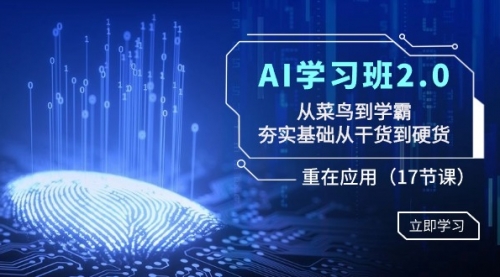 AI学习班2.0：从菜鸟到学霸，夯实基础从干货到硬货，重在应用（17节课）