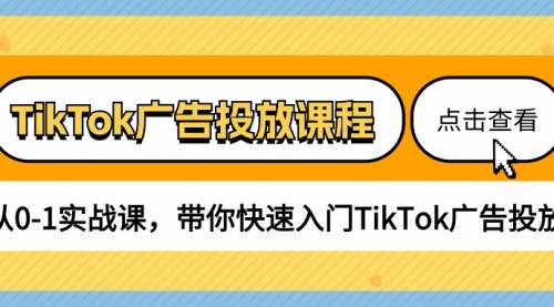 TikTok广告投放课程，从0-1实战课，带你快速入门TikTok广告投放（30节课）