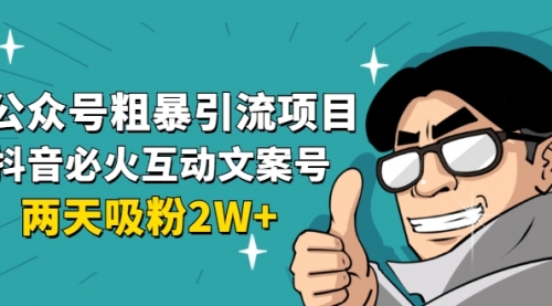 公众号粗暴引流项目：抖音必火互动文案号，两天吸粉2W+（可持续操作）