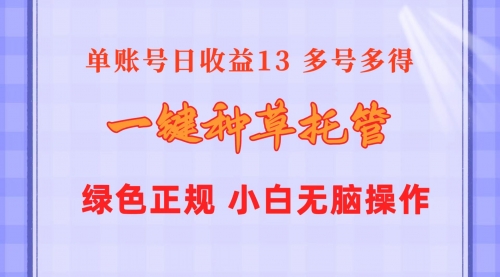 一键种草托管 单账号日收益13元 10个账号一天130 绿色稳定 可无限推广