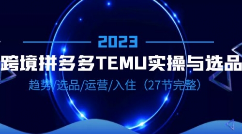 2023跨境·拼多多·TEMU实操与选品，趋势·选品·运营·入住（27节完整）