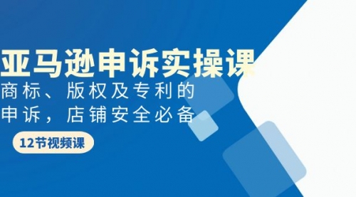 亚马逊-申诉实战课，商标、版权及专利的申诉，店铺安全必备