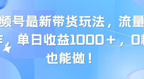 视频号最新带货玩法，流量爆炸，单日收益1000＋，0粉也能做！