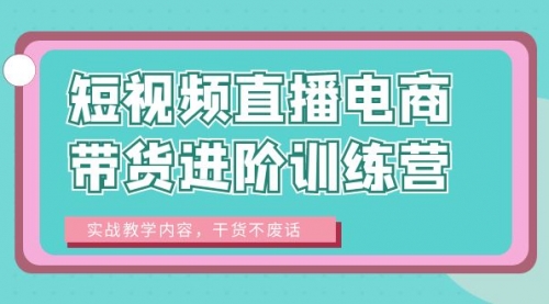 短视频直播电商带货进阶训练营：实战教学内容，干货不废话！