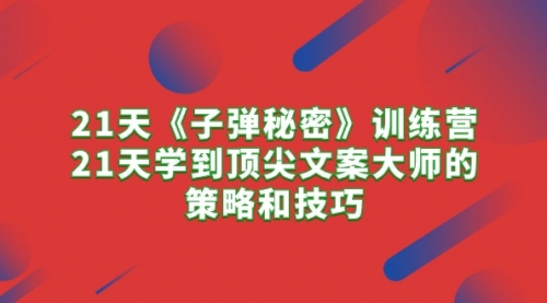 21天《子弹秘密》训练营，21天学到顶尖文案大师的策略和技巧