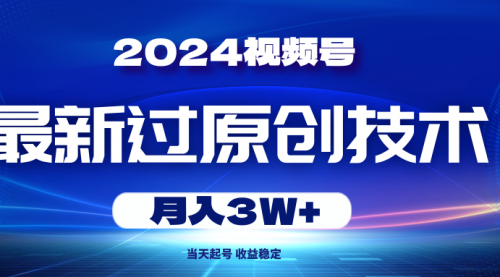 视频号最新过原创技术，当天起号，收益稳定，月入3W+