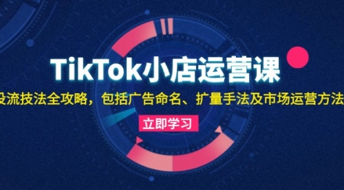 TikTok小店运营课：投流技法全攻略，包括广告命名 扩量手法及市场运营方法