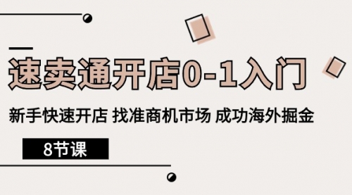 速卖通开店0-1入门，新手快速开店 找准商机市场 成功海外掘金（8节课）