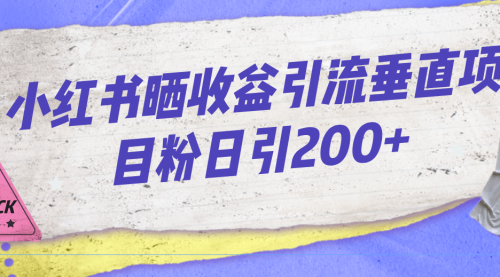 小红书晒收益图引流垂直项目粉日引200+