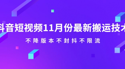 抖音短视频11月份最新搬运技术，不降版本不封抖不限流！