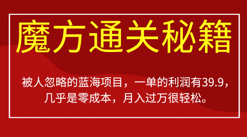 被人忽略的蓝海项目，魔方通关秘籍一单利润有39.9