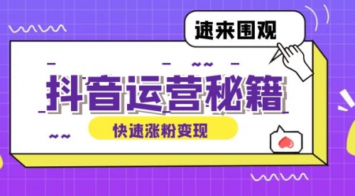 抖音运营涨粉秘籍：从零到一打造盈利抖音号，揭秘账号定位与制作秘籍