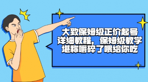 大致保姆级正价起号详细教程，保姆级教学，堪称嚼碎了喂给你吃