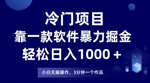 冷门项目靠一款软件，暴力掘金日入1000＋，小白轻松上手