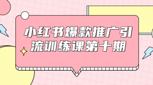 小红书爆款推广引流训练课第十期，手把手带你玩转小红书，轻松月入过万