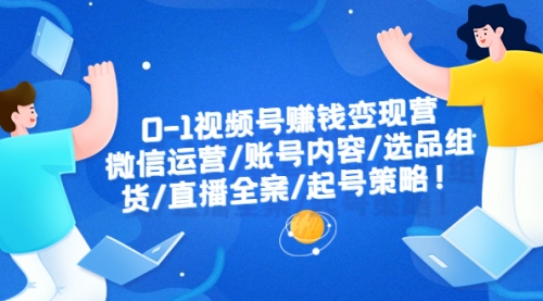 0-1视频号赚钱变现营：微信运营-账号内容-选品组货-直播全案-起号策略！