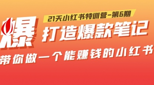 21天小红书特训营-第6期，打造爆款笔记，带你做一个能赚钱的小红书！ 