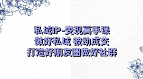 私域IP-变现高手课：做好私域 被动成交，打造好朋友圈做好社群