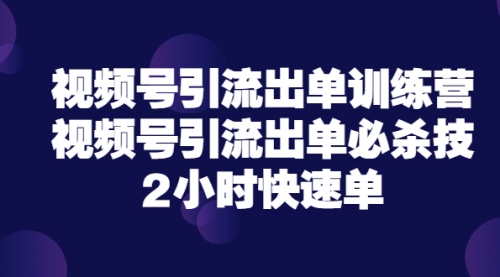 视频号引流出单训练营，视频号引流出单必杀技，2小时快速单（价值9999） 