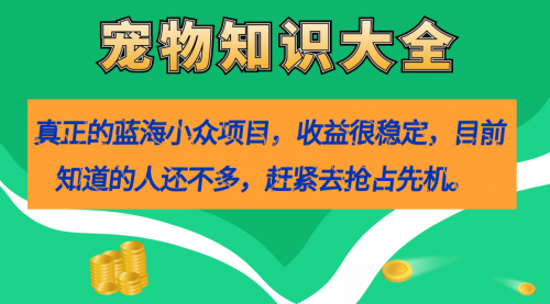 真正的蓝海小众项目，宠物知识大全，收益很稳定（教务+素材）