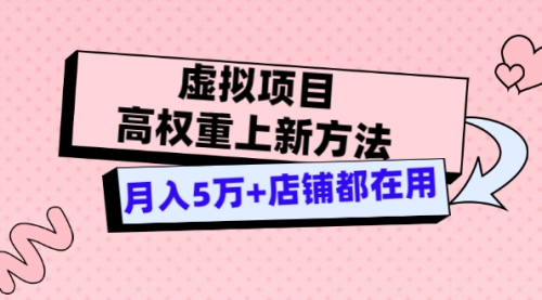 虚拟项目高权重上新方法，月入5万+店铺都在用（实战）