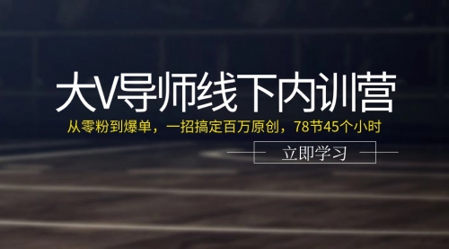 大V导师线下内训营：从零粉到爆单，一招搞定百万原创