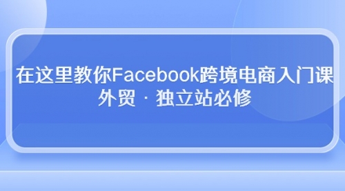 Facebook跨境电商入门课，外贸·独立站必修