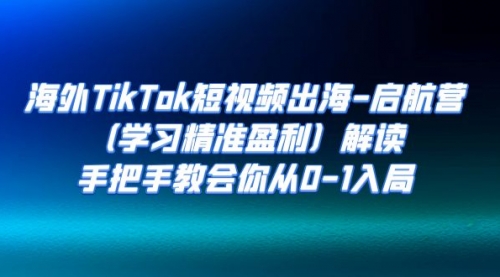 海外TikTok短视频出海-启航营（学习精准盈利）解读，手把手教会你从0-1入局