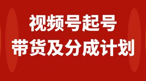 视频号快速起号，分成计划及带货，0-1起盘、运营、变现玩法，日入1000+