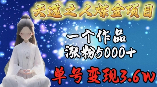 天选之人炼金项目，一个作品涨粉5000+，单号变现3.6w