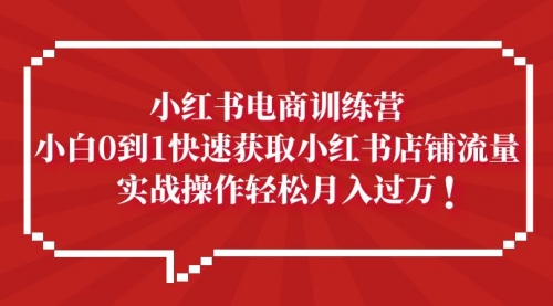 小红书电商训练营，小白0到1快速获取小红书店铺流量，实战操作月入过万 