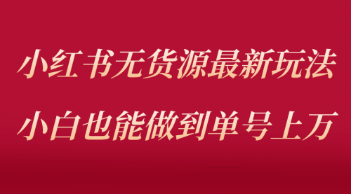 小红书无货源最新螺旋起号玩法，电商小白也能做到单号上万（收费3980） 