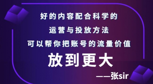 张sir账号流量增长课，告别海王流量，让你的流量更精准