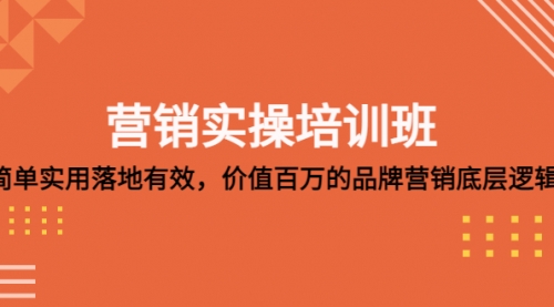 营销实操培训班：简单实用-落地有效，价值百万的品牌营销底层逻辑 