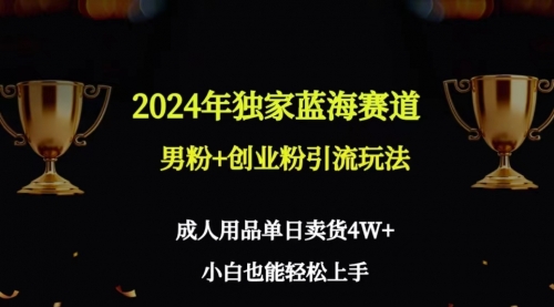 2024年独家蓝海赛道男粉+创业粉引流玩法，成人用品单日卖货4W+保姆教程