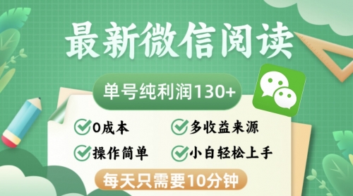 最新微信阅读，每日10分钟，单号利润130＋