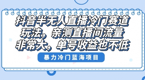 抖音半无人直播冷门赛道玩法，直播间流量非常大，单号收益也不低！