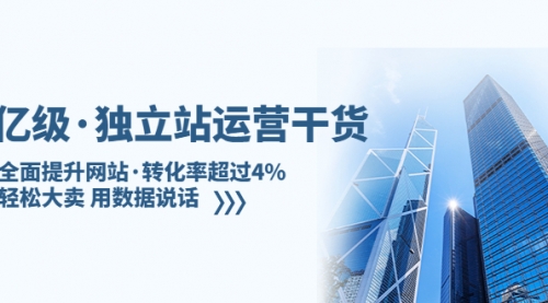 亿级·独立站运营干货：全面提升网站·转化率超过4%，轻松大卖 用数据说话 