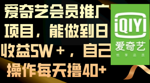 爱奇艺会员推广项目，能做到日收益5W＋