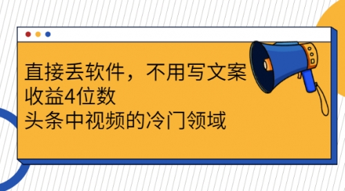 直接丢软件，不用写文案，收益4位数头条中视频的冷门领域