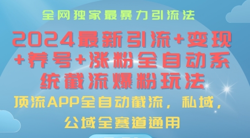 2024最暴力引流+涨粉+变现+养号全自动系统爆粉玩法