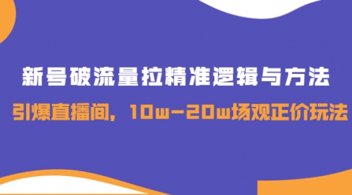 新号破流量拉精准逻辑与方法，引爆直播间，10w-20w场观正价玩法 