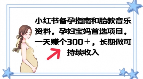 小红书备孕指南和胎教音乐资料 孕妇宝妈首选项目 一天赚个300＋长期可做