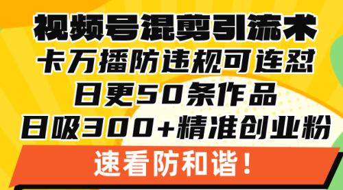 视频号混剪引流技术，500万播放引流17000创业粉，操作简单当天学会