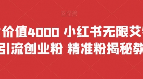 价值4000 小红书无限艾特暴力引流创业粉 精准粉揭秘教程