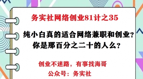 务实社网创81之31：小白真的适合在互联网上创业和兼职么？你如何可以赚到钱？ 