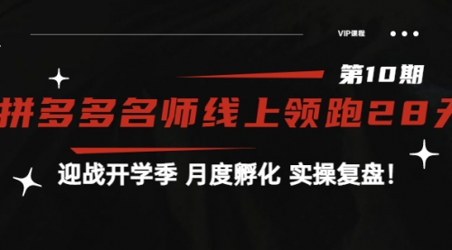 《拼多多名师线上领跑28天-第10期》迎战开学季 月度孵化 实操复盘！ 