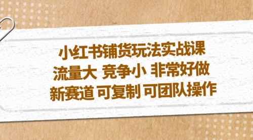 小红书铺货玩法实战课，流量大 竞争小 非常好做 新赛道 可复制 可团队操作 