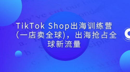 TikTok Shop出海训练营（一店卖全球)，出海抢占全球新流量