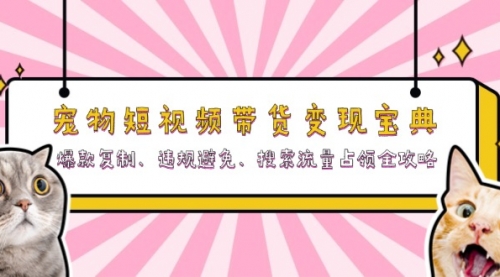 宠物短视频带货变现宝典：爆款复制、违规避免、搜索流量占领全攻略